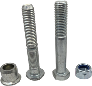 Lockbolt pin and collar compared with a conventional bolt and nut for industrial fastening applications.